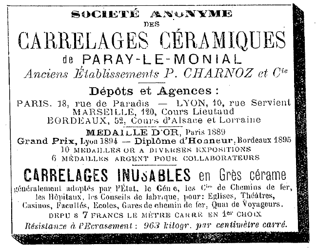 Doc. 11 - Publicité publiée dans un journal spécialisé, 1896